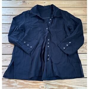 Fridaze Linen Top Size Medium Women’s Black Button Front